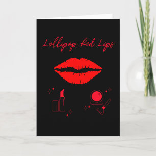 Lollipop rode lippen. Meisjes lippenstift make-up  Kaart