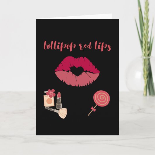Lollipop rode lippen. Meisjes lippenstift make-up Kaart (Voorkant)