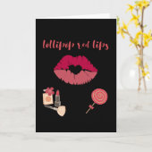 Lollipop rode lippen. Meisjes lippenstift make-up Kaart (Gele Bloem)
