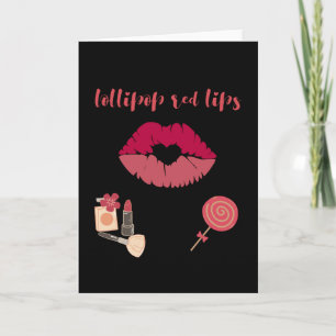 Lollipop rode lippen. Meisjes lippenstift make-up  Kaart