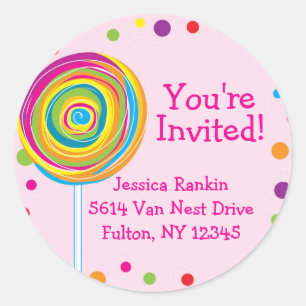 Lollipop Ronde Sticker Suiker Snoep Candyland Roze