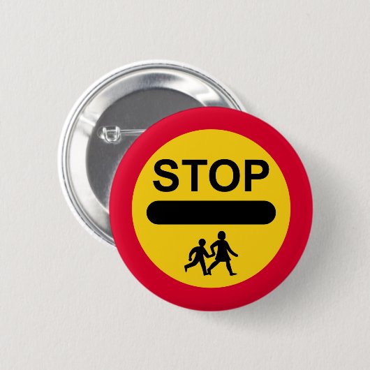 LOLLIPOP SIGN Button Badge STOP - KINDEREN (Voorkant /achterkant)