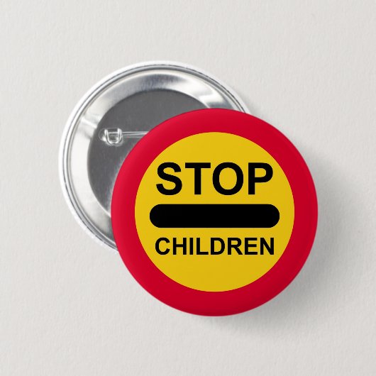 LOLLIPOP SIGN Button Badge STOP KINDEREN (Voorkant /achterkant)