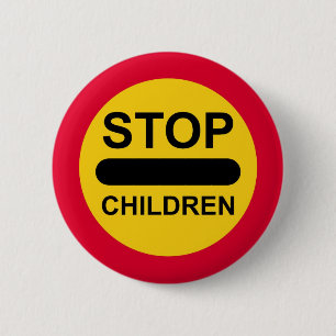 LOLLIPOP SIGN Button Badge STOP KINDEREN