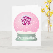 Lollipop sneeuw wereldbol schattig roze meisje win kaart (Gele Bloem)