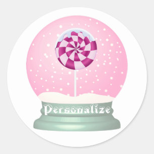 Lollipop sneeuw wereldbol schattig roze meisje win ronde sticker