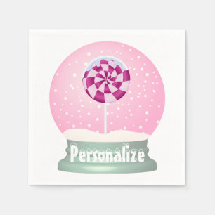 Lollipop sneeuw wereldbol schattig roze meisje win servet