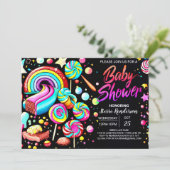 Lollipop Snoep Fantasy Baby shower Kaart (Staand voorkant)