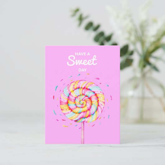 Lollipop Snoep illustratie heeft een zoete dag Briefkaart (Staand voorkant)