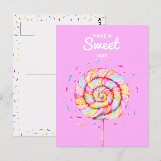 Lollipop Snoep illustratie heeft een zoete dag Briefkaart (Voorkant / Achterkant)