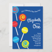 Lollipop Snoep Kinder 1e verjaardag Partij Kaart (Voorkant)