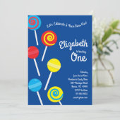 Lollipop Snoep Kinder 1e verjaardag Partij Kaart (Staand voorkant)