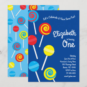 Lollipop Snoep Kinder 1e verjaardag Partij Kaart