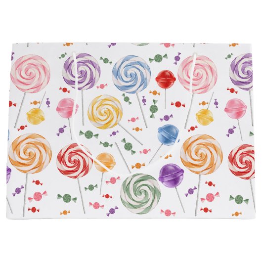Lollipop Snoep Patroon kleurrijk Groot Cadeauzakje (Voorkant)