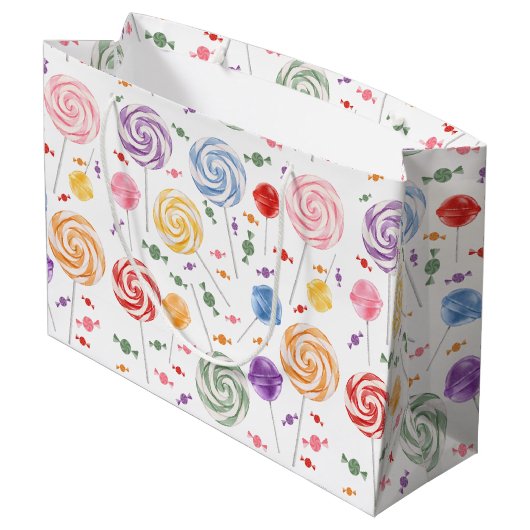 Lollipop Snoep Patroon kleurrijk Groot Cadeauzakje (Achterkant Gekanteld)