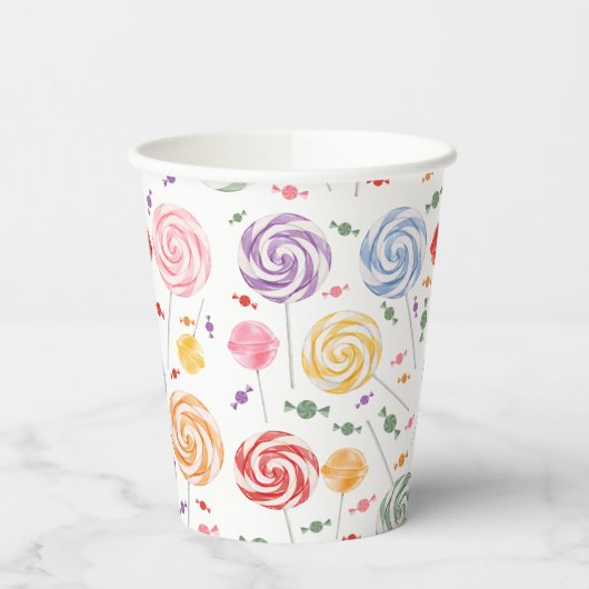 Lollipop Snoep Patroon kleurrijk Papieren Bekers (Links)