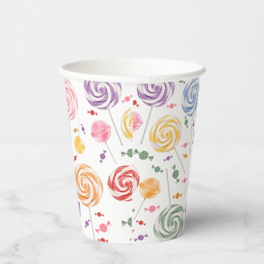 Lollipop Snoep Patroon kleurrijk Papieren Bekers (Rechts)