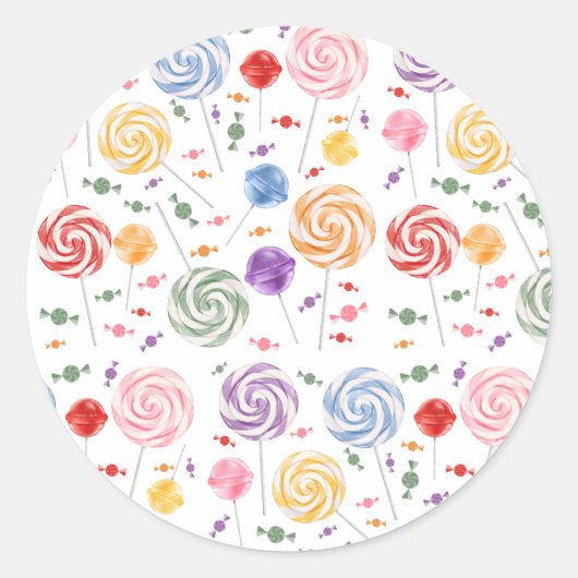 Lollipop Snoep Patroon kleurrijk Ronde Sticker (Voorkant)