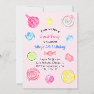 Lollipop Snoep Sweet Girl Birthday Kaart