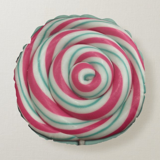 Lollipop Snoep Swirl Rond Kussen (Voorkant)