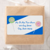 Lollipop Snoep Treasures Blauw Adres Etiket (Insitu)