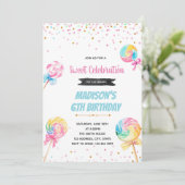 Lollipop snoep uitnodiging (Staand voorkant)