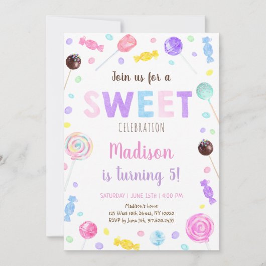 Lollipop-Snoep, zoet Kaart (Voorkant)