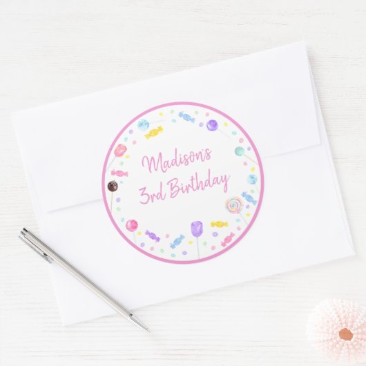 Lollipop-Snoep, zoet Ronde Sticker (Envelop)