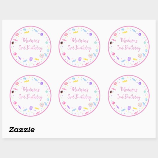 Lollipop-Snoep, zoet Ronde Sticker (Vel)