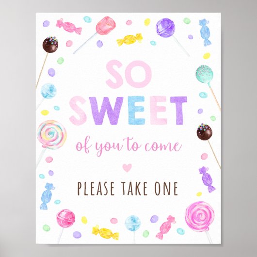 Lollipop Sweet Shop Birthday Treat Sign Poster (Voorkant)