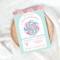 Lollipop Sweet Shop Uitnodiging voor verjaardag