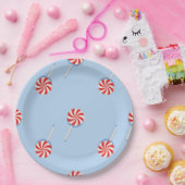 Lollipop Sweet Snoep Blue Kids Verjaardagsfeest Papieren Bordje (Feest)