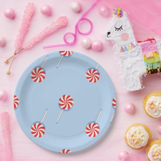 Lollipop Sweet Snoep Blue Kids Verjaardagsfeest Papieren Bordje (Feest)