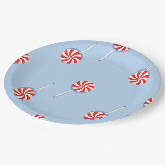 Lollipop Sweet Snoep Blue Kids Verjaardagsfeest Papieren Bordje (Gekanteld)