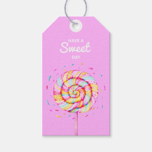 Lollipop Sweet Snoep Caramel Drops Illustratie Cadeaulabel (Voorkant)