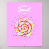 Lollipop Sweet Snoep Illustratie Roze Poster (Voorkant)