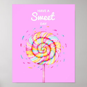 Lollipop Sweet Snoep Illustratie Roze Poster