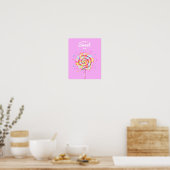Lollipop Sweet Snoep Illustratie Roze Poster (Keuken)