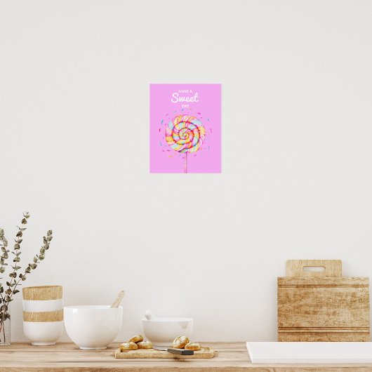 Lollipop Sweet Snoep Illustratie Roze Poster (Keuken)