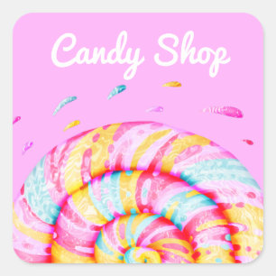 Lollipop Sweet Snoep Shop illustratie Zelfgemaakt Vierkante Sticker