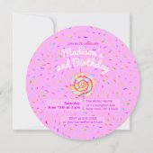 Lollipop Twee zoete Snoepjes karamel druppelt roze Kaart (Achterkant)