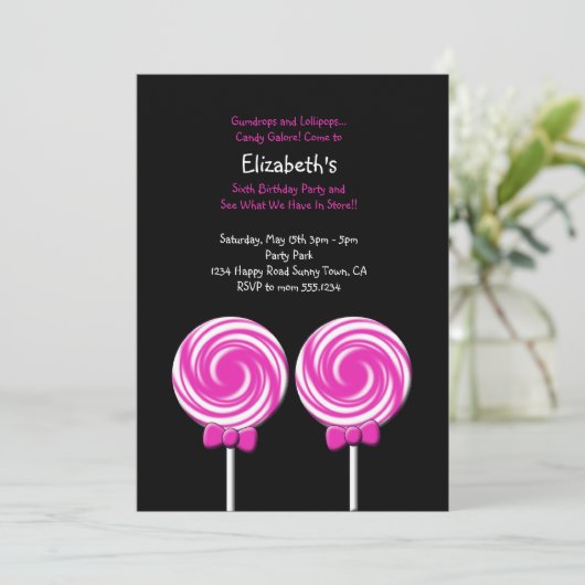 Lollipop-uitnodiging of creditcard kaart (Staand voorkant)