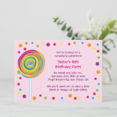 Lollipop uitnodigingen Candyland Verjaardagsfeest (Staand voorkant)