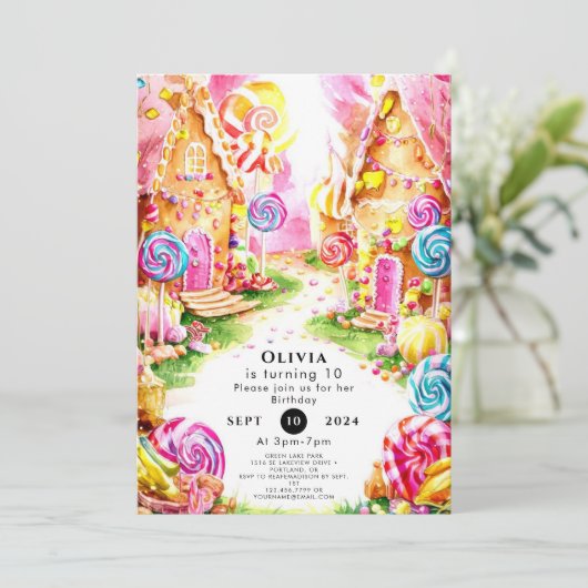 Lollipop Whimsical Candyland Verjaardag Kaart (Staand voorkant)