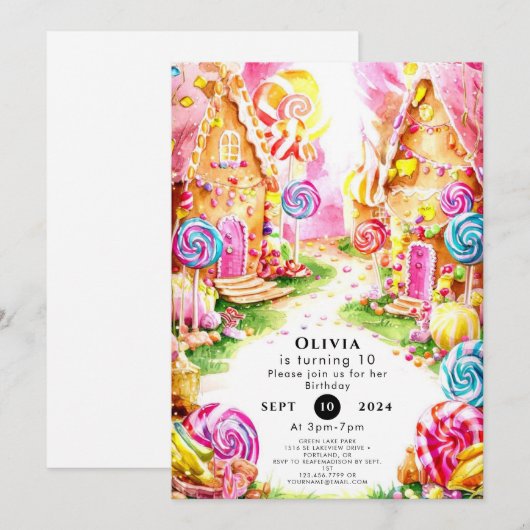 Lollipop Whimsical Candyland Verjaardag Kaart (Voorkant / Achterkant)