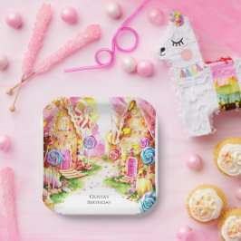 Lollipop Whimsical Candyland Verjaardag Papieren Bordje