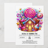 Lollipop Whimsy Candyland digitale verjaardag Kaart (Voorkant / Achterkant)