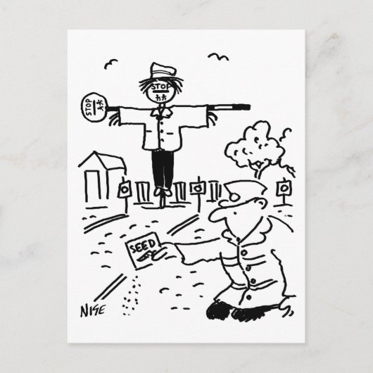 Lollipopman is aan het tuinieren briefkaart (Voorkant)
