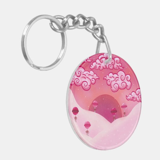 Lollipops en Clouds Illustratie Sleutelhanger (Voorkant Links)