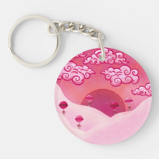 Lollipops en Clouds Illustratie Sleutelhanger (Voorkant)